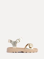 Linzi Gold Comet Flatform Sandals With Buckle Detail - Image 2 of 6