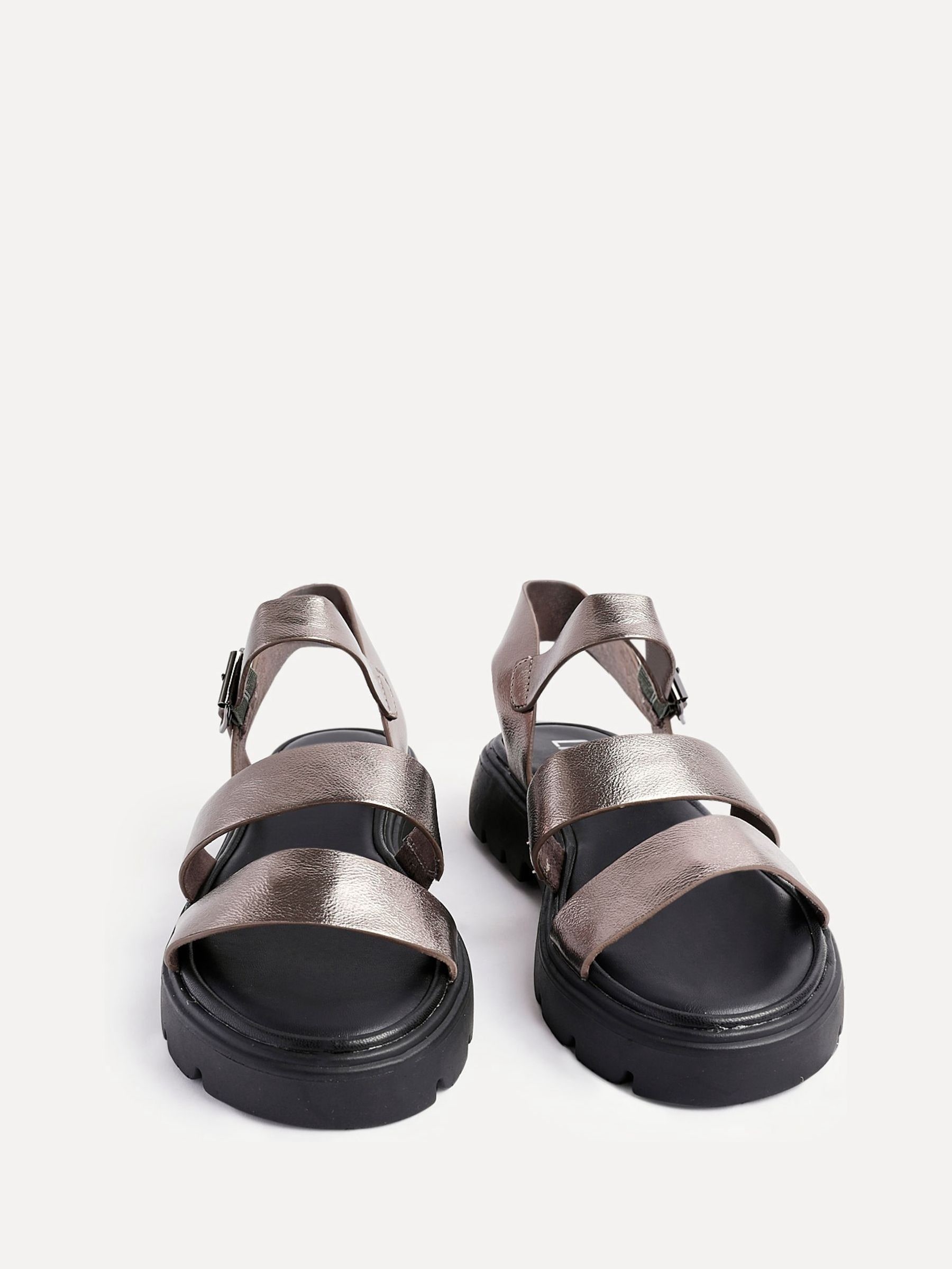 Buy Linzi Pewter Silver Ramona Two Strap Flatform Sandals from