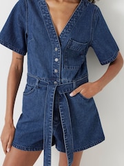 Hush Blue V-Neck Denim Playsuit - Image 2 of 5