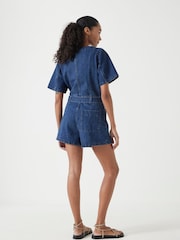 Hush Blue V-Neck Denim Playsuit - Image 3 of 5