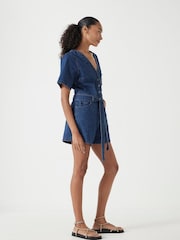 Hush Blue V-Neck Denim Playsuit - Image 4 of 5