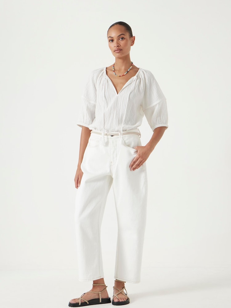 Hush White Mae Crinkle Balloon Sleeve Blouse - Image 2 of 5