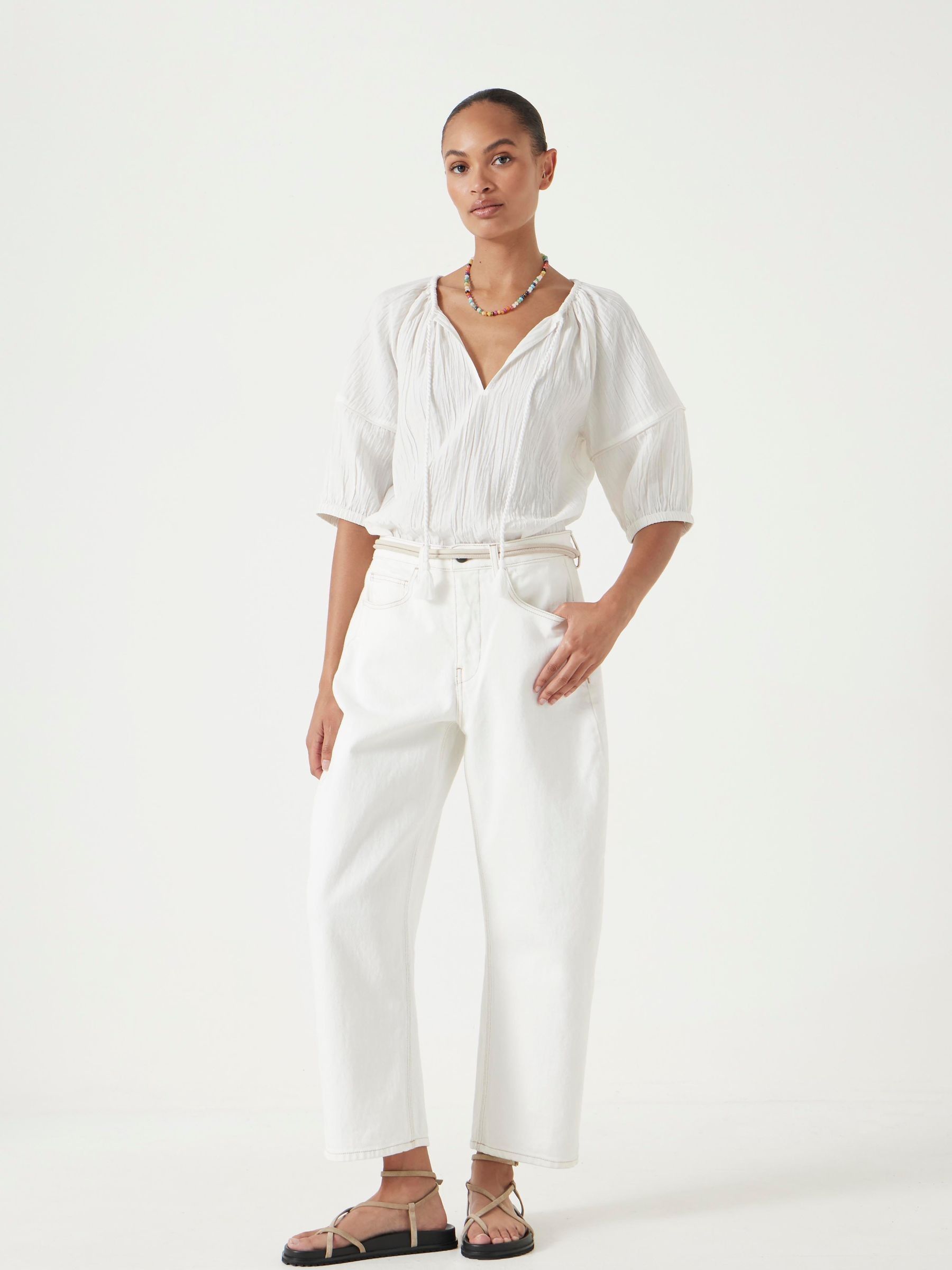 Buy Hush White Mae Crinkle Balloon Sleeve Blouse from Next USA