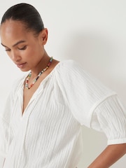 Hush White Mae Crinkle Balloon Sleeve Blouse - Image 3 of 5