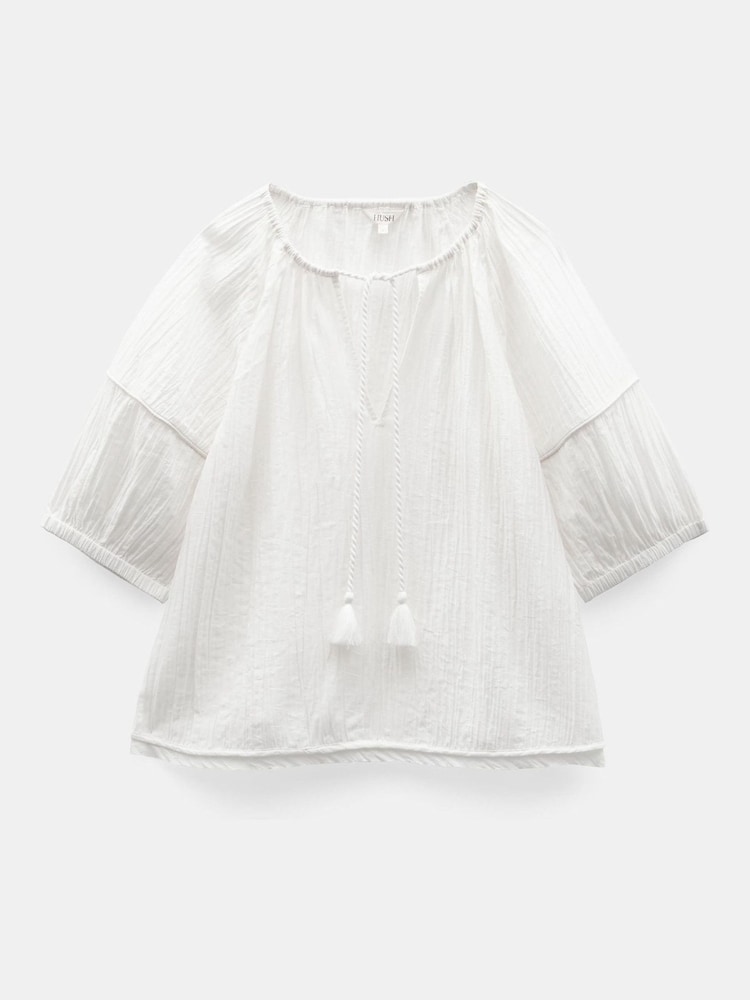 Hush White Mae Crinkle Balloon Sleeve Blouse - Image 5 of 5