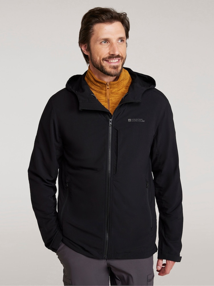 Schwarz - Mountain Warehouse Mens Retreat Water Resistant Packable Softshell Jacket - Bild 1 von 5 Schwarz - Mountain Warehouse Mens Retreat Water Resistant Packable Softshell Jacket - Bild 1 von 5