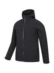 Schwarz - Mountain Warehouse Mens Retreat Water Resistant Packable Softshell Jacket - Bild 4 von 5