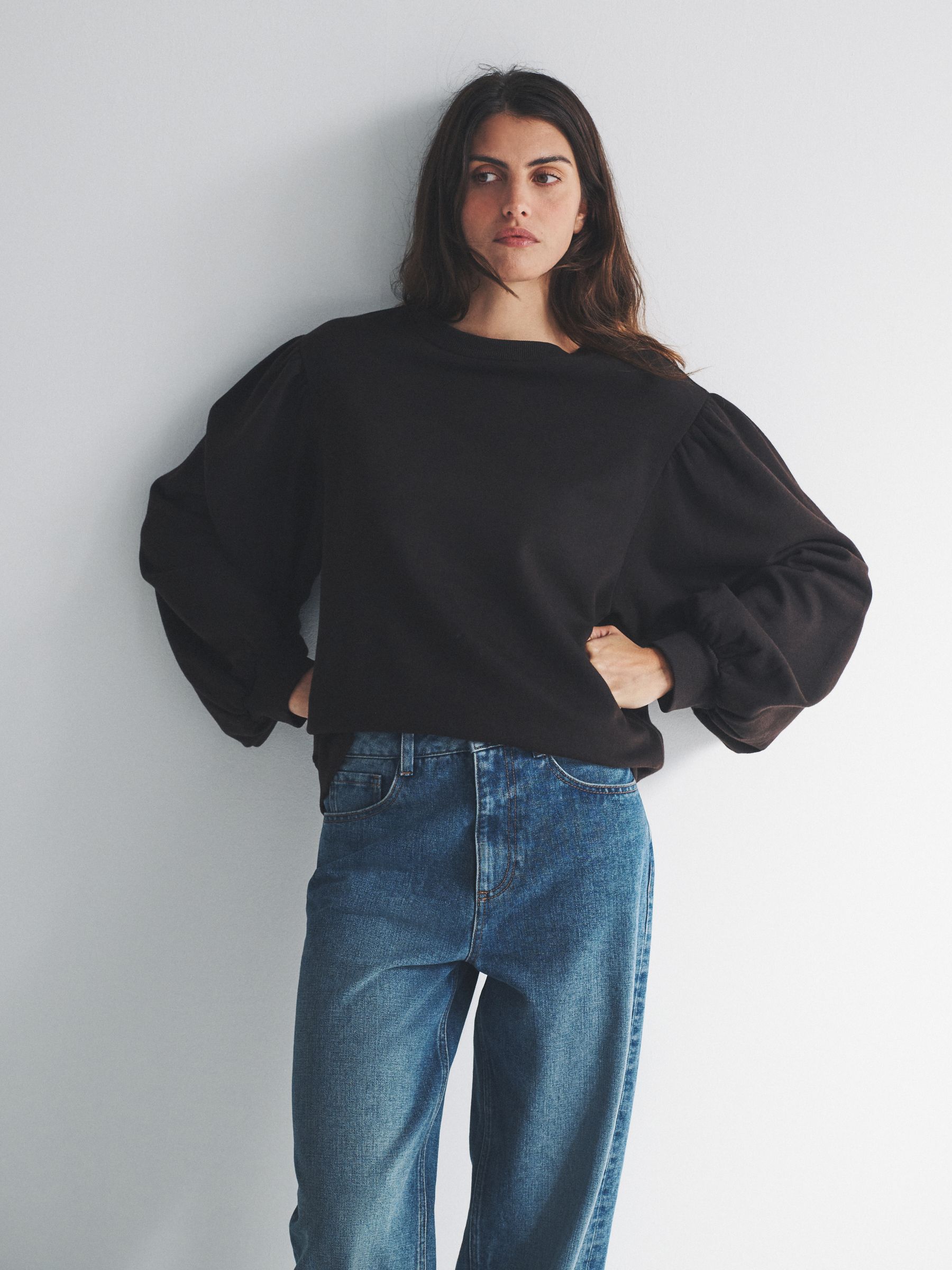 Buy The Set 2 Pack Relaxed Crew Neck Puff Sleeve Sweatshirts