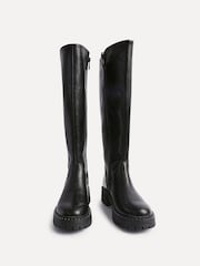 Linzi Black Swift PU And Croc Mix High Leg Boots - Image 3 of 5
