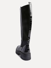 Linzi Black Swift PU And Croc Mix High Leg Boots - Image 5 of 5
