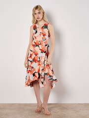 Apricot Green Large Graphic Floral Print Sleeveless Dress - Image 2 of 4