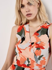 Apricot Green Large Graphic Floral Print Sleeveless Dress - Image 3 of 4