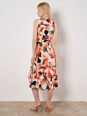 Apricot Green Large Graphic Floral Print Sleeveless Dress - Image 4 of 4