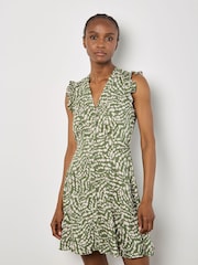 Apricot Green Button Through Frill Sleeve Dress - Image 2 of 4