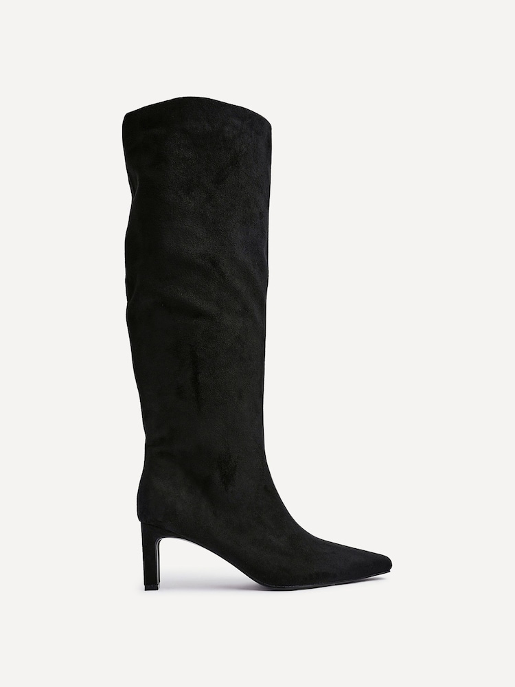 Linzi Black Chrome High Leg Uptown Slim Block Heel High Leg Boots - Image 2 of 5 Linzi Black Chrome High Leg Uptown Slim Block Heel High Leg Boots - Image 2 of 5