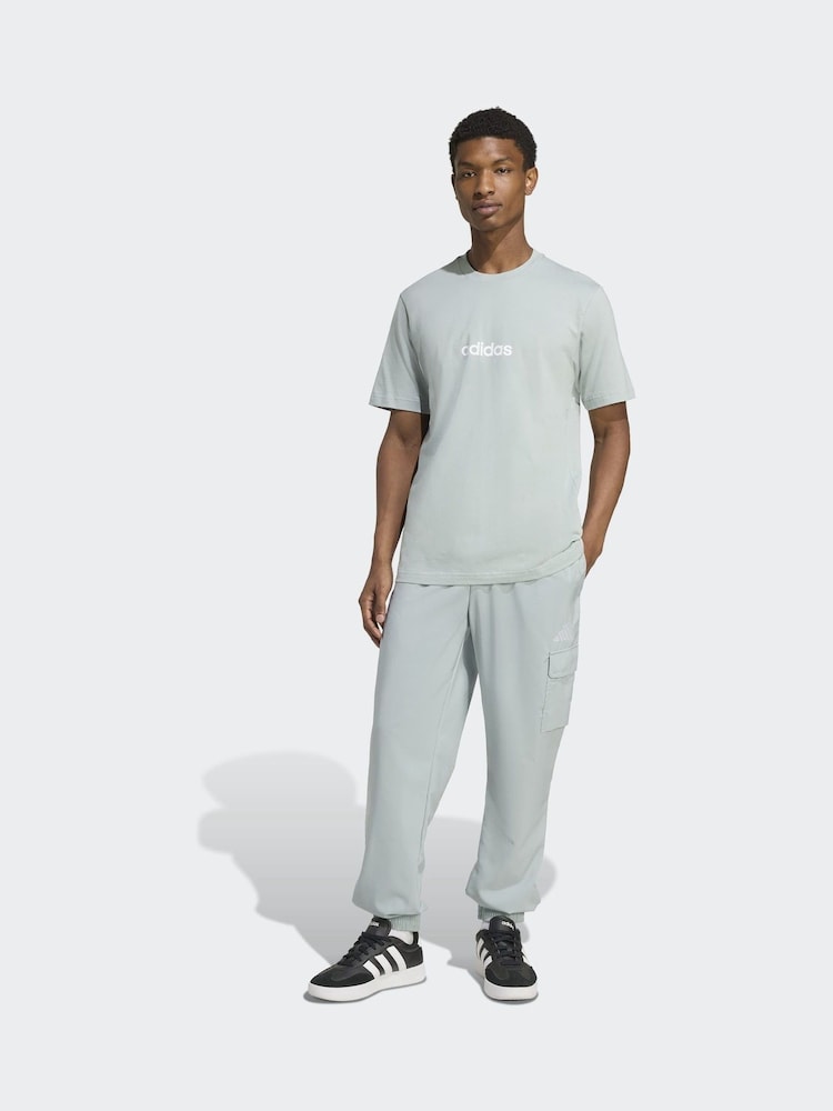 adidas Light Green Single Essentials Linear 100% Cotton Jersey T-Shirt - Image 2 of 6 adidas Light Green Single Essentials Linear 100% Cotton Jersey T-Shirt - Image 2 of 6