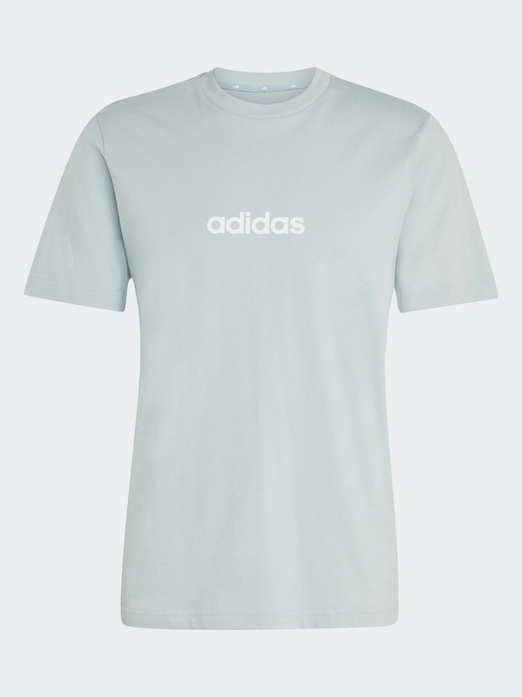 adidas Light Green Single Essentials Linear 100% Cotton Jersey T-Shirt - Image 6 of 6 adidas Light Green Single Essentials Linear 100% Cotton Jersey T-Shirt - Image 6 of 6