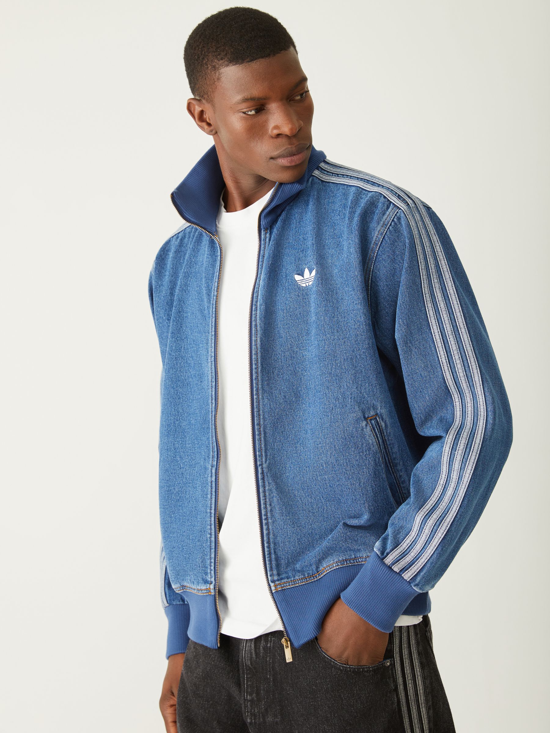 Buy adidas Originals Blue Adicolor Denim Firebird Track Top from