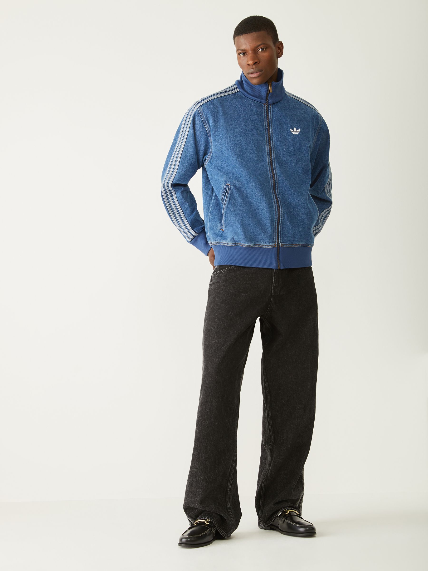 Buy adidas Originals Blue Adicolor Denim Firebird Track Top from