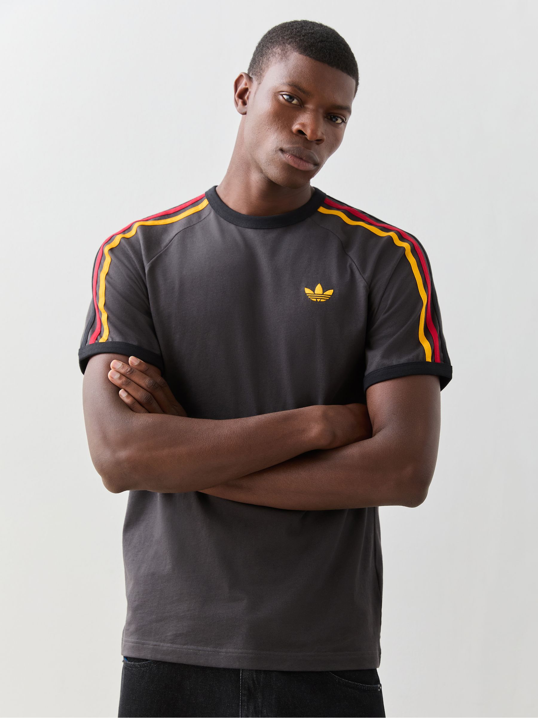 Buy adidas Originals Charcoal Grey 3-Stripes T-Shirt from the Next