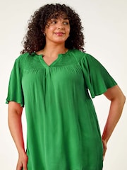 Verde - Roman Curve Shirred Yoke Blouse - Imagen 1 de 5