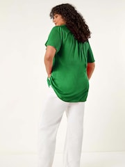 Verde - Roman Curve Shirred Yoke Blouse - Imagen 3 de 5
