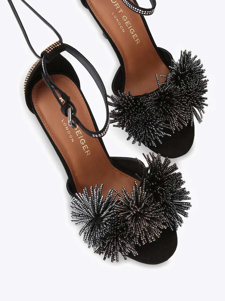 Kurt Geiger London Pom Pom Ankle Tie Sandals - Image 2 of 4 Kurt Geiger London Pom Pom Ankle Tie Sandals - Image 2 of 4