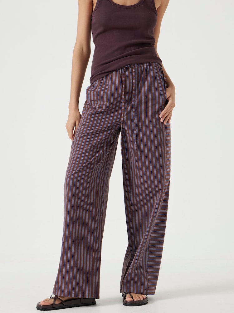 Hush Brown Cotton Stripe Pull On Trousers - Image 2 of 6
