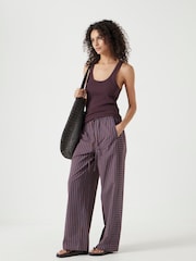 Hush Brown Cotton Stripe Pull On Trousers - Image 3 of 6