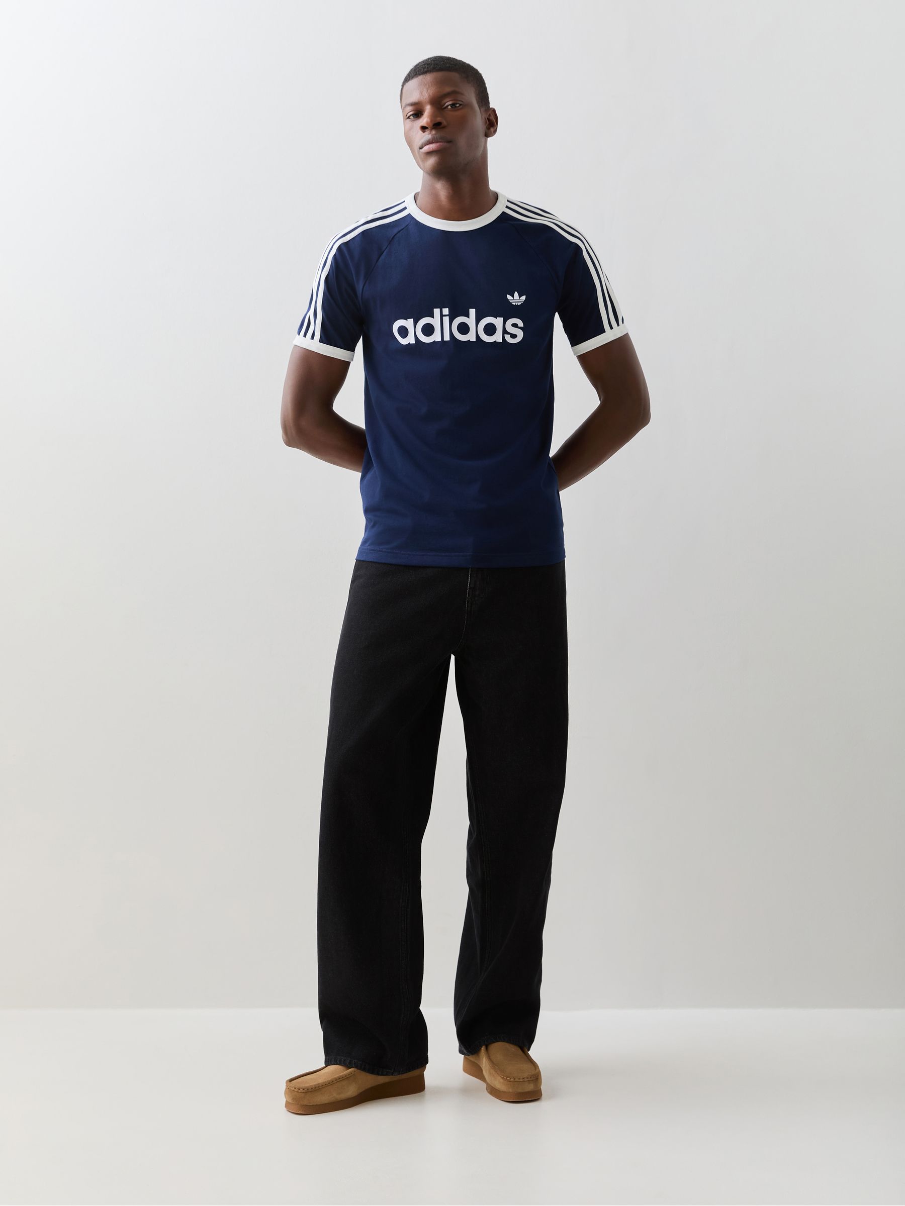 Comprar Azul - Camiseta Adidas Original 3 com listras e modelagem