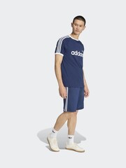 adidas Originals Blue 3 Stripes Slim Ringer T-Shirt - Image 3 of 6