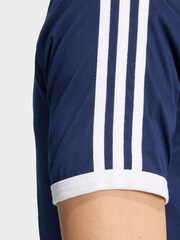 adidas Originals Blue 3 Stripes Slim Ringer T-Shirt - Image 5 of 6