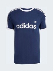 adidas Originals Blue 3 Stripes Slim Ringer T-Shirt - Image 6 of 6