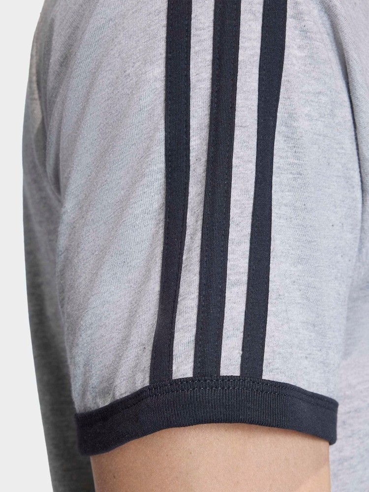adidas Originals Grey 3-Stripes T-Shirt - Image 5 of 5 adidas Originals Grey 3-Stripes T-Shirt - Image 5 of 5