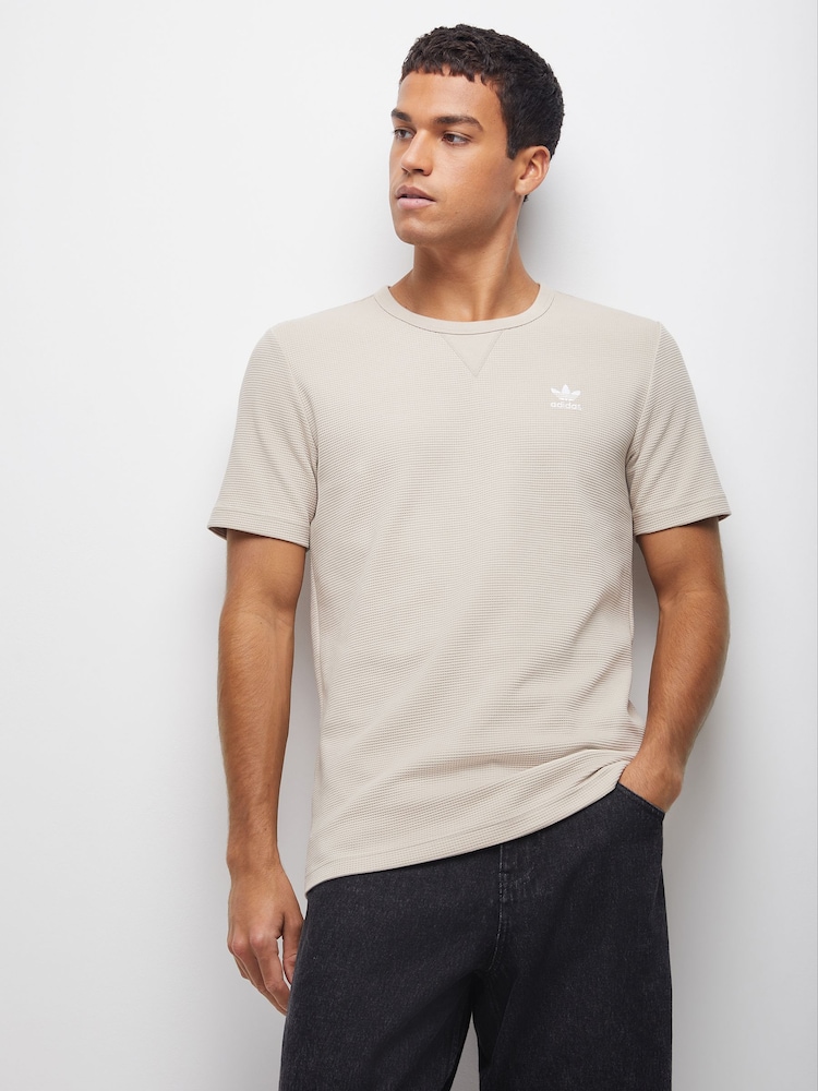 adidas Originals Brown Trefoil Essentials Waffle T-Shirt - Image 1 of 7