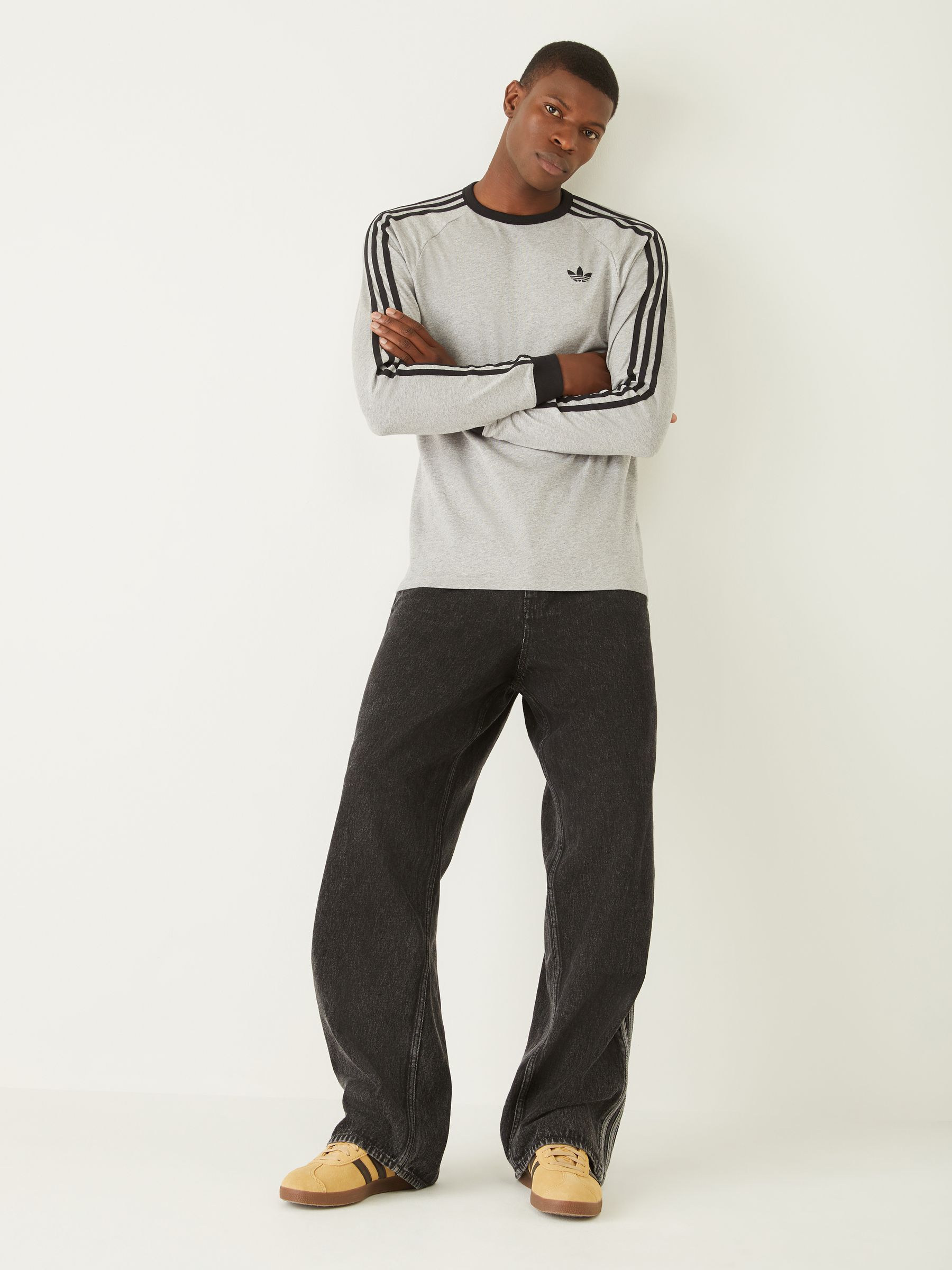 Buy adidas Originals Grey 3-Stripes Long Sleeve T-Shirt from Next USA