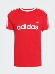 adidas Originals Red 3 Stripes Slim Ringer T-Shirt - Image 6 of 6