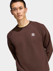 adidas Originals Dark Brown Trefoil Essentials Crew Sweatshirt - Image 4 of 6