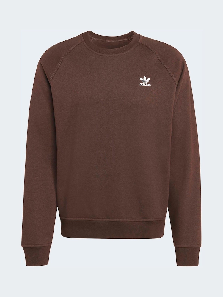 adidas Originals Dark Brown Trefoil Essentials Crew Sweatshirt - Image 6 of 6