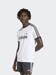 adidas Originals White 3 Stripes Slim Ringer T-Shirt - Image 1 of 6