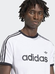 adidas Originals White 3 Stripes Slim Ringer T-Shirt - Image 4 of 6