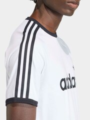 adidas Originals White 3 Stripes Slim Ringer T-Shirt - Image 5 of 6