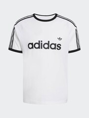 adidas Originals White 3 Stripes Slim Ringer T-Shirt - Image 6 of 6