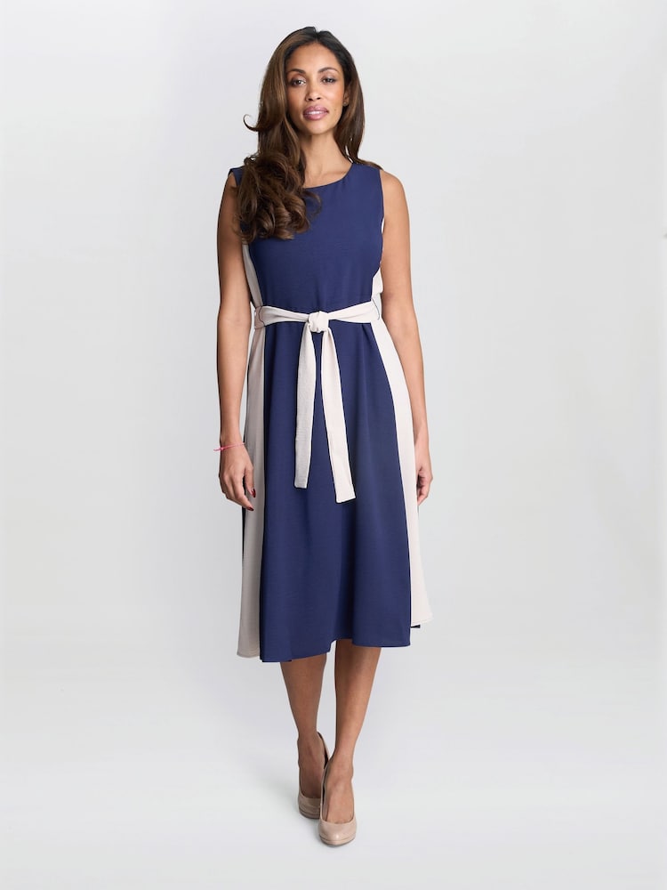 Gina Bacconi Blue Kendall Two Tone Dress - Imagen 1 de 6