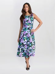 Gina Bacconi Jeselle Floral Printed Black Dress - Image 1 of 6