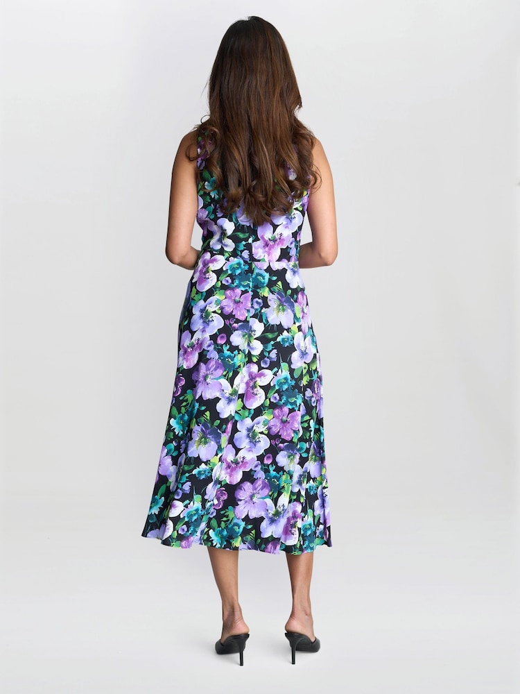 Gina Bacconi Jeselle Floral Printed Black Dress - Image 2 of 6