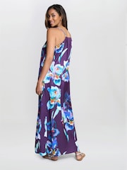 Gina Bacconi Blue Genny Floral Print Maxi Dress - Image 6 of 7