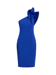 Gina Bacconi Blue Valentina Asymmetric Dress With Frill Sleeve - Image 5 of 5