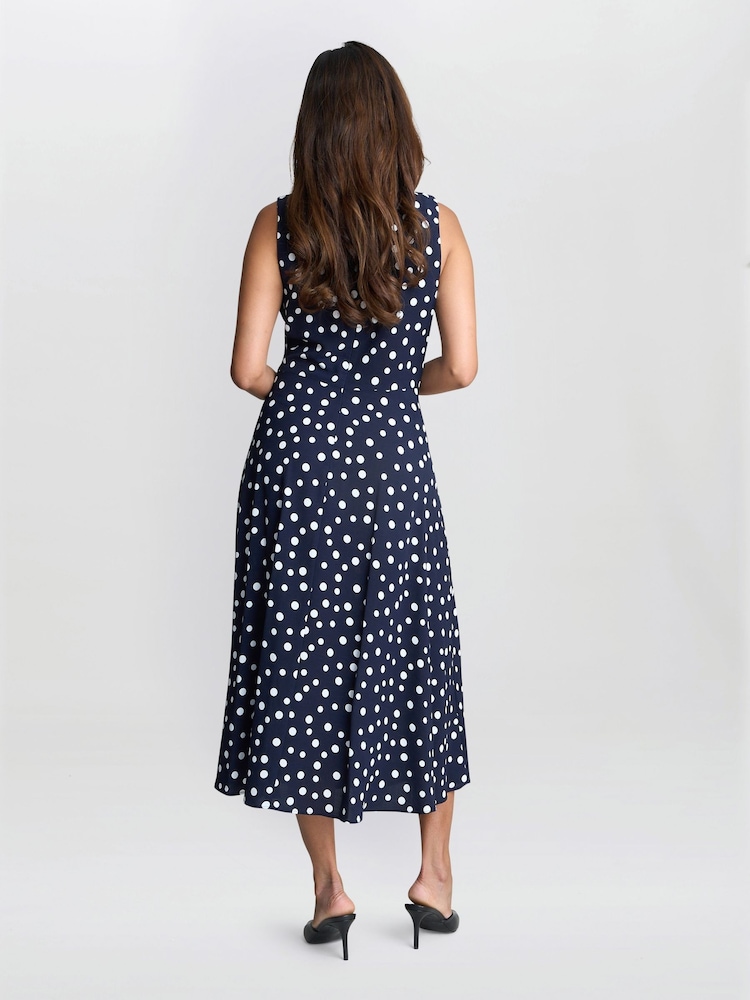 Gina Bacconi Blue Lacinda Spot Dress - Image 2 of 5