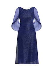 Gina Bacconi Blue Ciara Metallic Knit Dress - Image 5 of 5